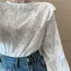 Kayısı Renk Flare Uzun Kollu Dantel Işlemeli kadın Gömlek Gevşek Kore Tarzı Tatlı Bluz Kadın Moda Tops Kadın 11615 210528