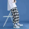 トレンディな格子縞のストリートウェアパンツ男性の快適なパンツ夏の緩い快適なカジュアルなオールマッチ韓国ジョガーズズボン211110