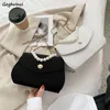 Axelväskor Kvinnor PU Beading Vintagehandtag Elegant handväskor Party Högkvalitativ väska Designer Texture Pearl Chain-Bag Crossbody