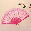 Kant vouwen dance fan ambachtelijke geschenken rozen bloem ontwerp plastic frame zijde hand fans rrb13436