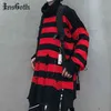 Ingoth goth grunge rouge trous rayé pull y2k harajuku cool unisexe surdimensionné pull pull pull femme homme automne hautune tops y1110