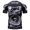 3D-tryck T-shirt Män Gym Kompression T-Mäns Dragon's Flight Kortärmad Rash Guard MMA BJJ Tops T-210629