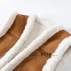 Women's Vests 2021 Suede Vest Jacket Women Fashion Stitching Double Faced Fur Sleeveless Coat Short Brown Faux Lambswool Outerwear