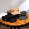 Stingy Brim Şapka Kadınlar Sokak Askeri Yün Kumaş Sonbahar Erkekler Bere Kapaklar Vintage Sailor Kaptan Kap Seyahat Cadet Sekizgen Şapka Gorras Mujer