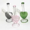 9 polegadas coração cor-de-rosa cor-de-rosa verde cor azul narguilashs bong petróleo plataformas bodbler beaker mini vidro tubos de água com tigela de 14mm