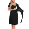 Maternity Dresses LONSANT Dress Women Solid Color Short Nursing Baby Nightgown Breastfeeding Sleepwear