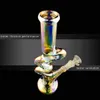 Cachimbas en forma de W de 12 pulgadas aproximadamente Unquie Lumious Water Pipes Dab Rigs brillan en la oscuridad Baker Glass Bong Tazón de 14,4 mm