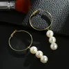 2021 New Pearl Dangle Earrings Alloy Gold Circle Long Chandelier Graceful Women Earrings Fashion Jewelry Gift