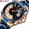 Curren Watch Men Luxury Brand Big Dial Male Watches Military Stainless Steel Sport Mens Wristwatch Relogio Masculino 210527