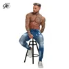 Skinny Jeans Slim Fit Ripped Mens Jeans Big and Tall Stretch Blue Jeans for Men Distressed Elastic Waist zm59