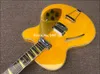 330 360 370 6 Strings Yellow Semi Hollow Body Electric Guitar Single F Hole Camboard Binding 2 Output Jacks Gold Sparkle PI5415625