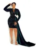 Aso Ebi Style Hunter Vert Paillettes Robes De Cocktail Courtes Avec Train Latéral Mini Sirène Robe De Bal Femmes Africaines Robe De Soirée Formelle281u