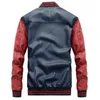Men Baseball Jacket Embroidered Leather Pu Coats Slim Fit College Fleece Luxury Pilot s Men's Stand Collar Top Coat 211126