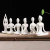 Cerâmica abstrato arte diferente yoga poses estatueta branco porcelana minimalista criativo yoga menina estátua decoração de casa ornamentos