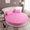 100% coton rond drap-housse couvre-lit rond anti-dérapant housse de matelas romantique couleur unie drap rond T200901