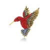 Szpilki, Broszki Fuksja Kryształ Rhinestone Hummingbird Broszka Pin Multicolor Ptak Emalia Moda Biżuteria Ubrania Kapelusze Torby Akcesoria