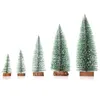 Christmas Decorations 4pcs Snow Pine Decor Beautiful Trees Ornament With Light For Home Store Office 25cm 20cm