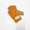Hochwertige Strickhandschuhe aus Wolle für Herren und Damen, Modedesigner-Marke, mit Buchstaben bedruckt, einfarbig, Fünf-Finger-Fäustlinge, luxuriöser, warmer, winddichter Kaschmir-Handschuh für Damen