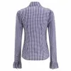 Fall Trend Plaid Vintage Elegance Plus Size Button Shirts Lange Mouw Ruffles Retro Blouse Blusa Tops voor Dames 3XL XL 210527