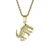 Mode Hip Hop Herren Dinosaurier Anhänger Designer Halskette Schmuck Edelstahl Kette 18k Gold Überzogene Halsketten Für Männer Frauen3569215