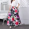 S-3XL Automne Imprimer Flora Maxi Jupe Femmes Printemps Longue Plissée S Pour Plus Taille Mode Taille Haute 210621