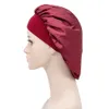 Extra stor satin silkeslen bonnet sömnlock med premium elastiskt band för kvinnor solid färg huvud wrap brimmed nightcap natt hatt