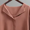 Kadınlar039S Blouses gömlek kadın 2021 Uzun Kollu Şifon Bluz Kadın Üstü Kadın Katı Beyaz Kahverengi Vneck Ofis Bayanlar Tops B4205650