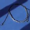 Beaded Strands Silver Plated Morse Code Beads Black String Bracelet Handmade Braided Rope Lucky Jewelry For Men Women Party Anniversary Gif