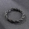 Bracciale a maglie a catena twist in corda di moda in acciaio inossidabile nero per motociclisti per gioielli da 8 mm e 8 pollici