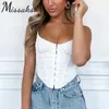 Missakso Sexy Skinny Bandage Corset Crop Top Sans Manches Été Femmes Noir Blanc Dos Nu Spaghetti Strap Tube Débardeurs 210625