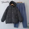 Yitimoky Płaszcz zimowy Kobiety Parkas Oversize Zipper Kobiet Ciepłe Elegancka Kurtka Puffer Ubrania Harajuku Koreański Moda Fioletowy 211007