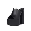 genuine leather sandals women fashion brand thick high heel party Night Club Shoes sexy platform sandals ladies