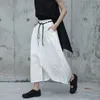 [EAM] 2021 New Spring Autumn High Waist Drawstring White Loose Big Size Loose Wide Leg Pants Women Trousers Fashion Tide JR505 Q0801