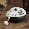 Beaded Strands Design Natural White Bodhi Root Bucket Beads 108 Bracelet With Hand Carved Lotus Mala For Women And Men Jewelry Wholesale Ken