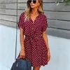 Casual Dresses GXDS Office Lady Boho Dot Pattern Women Clothing Black Viscose Bow-Knot Outfits Loose Soft Dress 2022 Wholesale