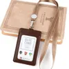 Card Holders ID Badge Holder Vertical PU Leather Holder With 1 Clear Window Slot And A Detachable Neck Lanyard7983428