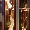 木製の本ヌークインサートアートブックエンドDIY本棚装飾スタンド装飾和風ホームモデルビルディングキット210804