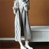 Pull d'hiver femmes long épais mode gris noir chameau à capuche manches lâches chic tricoté feminina LR361 210531