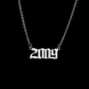 30PCS Letter Birth Year 2000-2009 Necklace Stainless Steel Old English Number Pendant Charm Chain Minimalist Jewelry for Women Birthday Graduation Anniversary