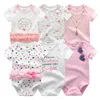 2021 Nyaste 6st/lot Tjejkläder Roupa de bebes Pojkkläder Enhörning Babykläder Set Romper Nyfödd Bomull 0-12M 210309