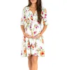 妊娠中のマタニティドレス夏の女性の水玉模様のマタニティドレス妊娠中の服半袖ドレス妊娠ドレスY0924