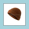 Beanie/Skl Chapeaux Casquettes Chapeaux, Foulards Gants Accessoires De Mode Unisexe Côtelé Tricoté À Revers Chapeau D'hiver Chaud Bonnet Court Décontracté Couleur Unie S