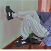 QWEEK moda coreana grigio pantaloni sportivi da jogging donna Baggy Kawaii floreale oversize pantaloni sportivi pantaloni larghi per la donna 211112