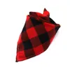 Pies Obroże Bandana Christmas Plaid Pojedynczy Warstwa Szalik Trójkąt Kerchief Akcesoria Pet BIBS Do małych średnich Dużego Psy Xmas Prezenty