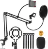 Microfone Stand, Scissor de boom de suspensão ajustável no Mic Arm Desk para Blue Yeti Snowball Outros microfones para streaming profissional, narração, gravação, jogos