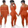 Artı Boyutları S-4XL Tasarımcı Kadın Eşofman Kapalı Omuz Kıyafetleri Hoodies Tayt İki Parçalı Pantolon Setleri Seksi Pantolon Bodycon Kırpma Üst