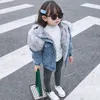 Inverno bebê menina quente denim jaqueta de jaqueta com capuz toddler Outerwear crianças crianças meninos parkas crianças 220222