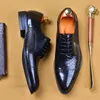 Luxe mode hommes Oxford chaussures serpent motif Brogue bout d'aile à lacets mariage bureau fête robe en cuir véritable chaussures hommes A80