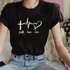 Faith Hope Love Print Summer T Shirt for Women Tee Shirts Female Harajuku Tops Streetwear Graphic Tees Women Jesus Christian X0628