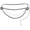 Cinture Cinture Donna Elegante Cintura con catena di perle Primavera Estate Designer Moda Nero Bianco Fibbia floreale Cintura Cinturon Mujer 102 Cm 9VKM